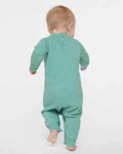 Rabbit Skins 4447 Infant Fleece One-Piece – Saltwater (on model back)