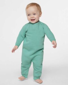 Rabbit Skins 4447 Infant Fleece One-Piece – Saltwater (on model)