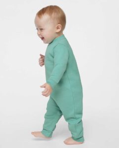 Rabbit Skins 4447 Infant Fleece One-Piece – Saltwater (on model side)