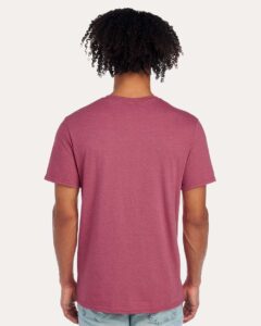 JERZEES 560MR Premium Blend Ring-Spun T-Shirt – Raspberry Heather (on model back)