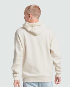 JERZEES 700MR Unisex Eco™ Premium Blend Ring-Spun Hooded Sweatshirt – Sweet Cream Heather (on model back)