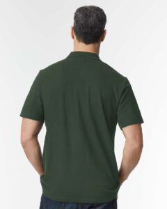 Gildan 64800 Unisex Softstyle® Pique Polo – Forest Green (on model back)
