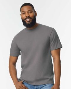 Gildan 65000 Unisex Softstyle® Midweight T-Shirt – Charcoal (on model)
