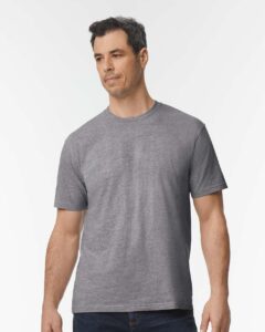 Gildan 65000 Unisex Softstyle® Midweight T-Shirt – Graphite Heather (on model)