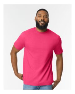 Gildan 65000 Unisex Softstyle® Midweight T-Shirt – Heliconia (on model)