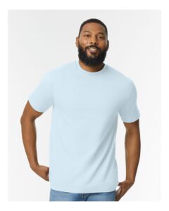 Gildan 65000 Unisex Softstyle® Midweight T-Shirt – Light Blue (on model)