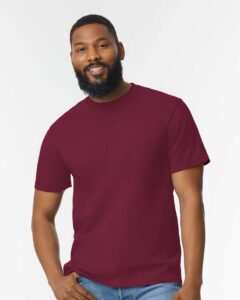 Gildan 65000 Unisex Softstyle® Midweight T-Shirt – Maroon (on model)