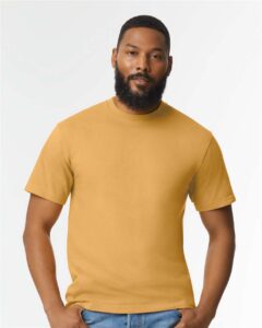 Gildan 65000 Unisex Softstyle® Midweight T-Shirt – Mustard (on model)