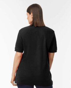 Gildan 85800 Unisex Hammer™ Pique Polo – Black (on model back)