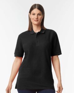 Gildan 85800 Unisex Hammer™ Pique Polo – Black (on model)