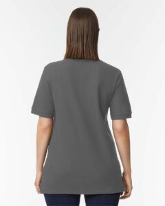 Gildan 85800 Unisex Hammer™ Pique Polo – Charcoal (on model back)