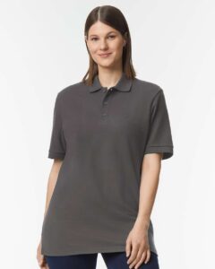 Gildan 85800 Unisex Hammer™ Pique Polo – Charcoal (on model)