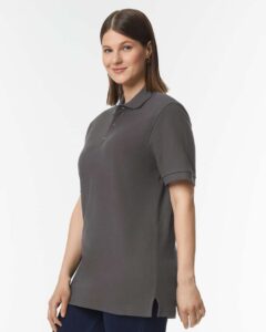 Gildan 85800 Unisex Hammer™ Pique Polo – Charcoal (on model side)