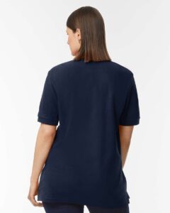 Gildan 85800 Unisex Hammer™ Pique Polo – Navy (on model back)