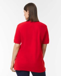 Gildan 85800 Unisex Hammer™ Pique Polo – Red (on model back)