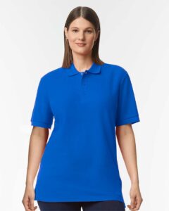 Gildan 85800 Unisex Hammer™ Pique Polo – Royal (on model)