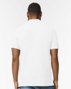 Gildan 85800 Unisex Hammer™ Pique Polo – White (on model back)
