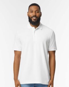 Gildan 85800 Unisex Hammer™ Pique Polo – White (on model)