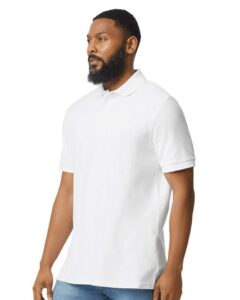 Gildan 85800 Unisex Hammer™ Pique Polo – White (on model side)