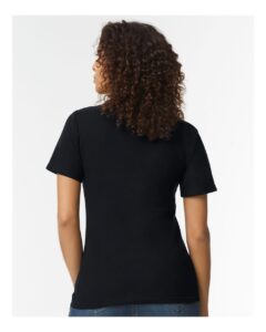 Gildan 64800L Women’s Softstyle® Pique Polo – Black (on model back)