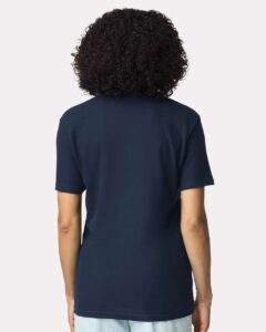 Gildan 64800L Women’s Softstyle® Pique Polo – Navy (on model back)