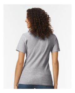 Gildan 64800L Women’s Softstyle® Pique Polo – Sport Grey (on model back)
