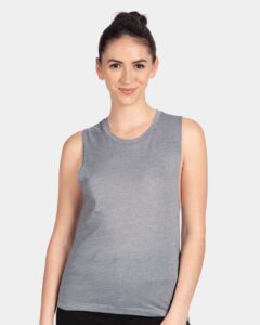 Next Level 5013 Women’s Festival Muscle Tank – Heather Grey (on model)