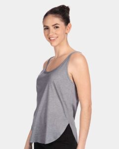 Next Level 5033 Women’s Festival Tank – Heather Grey (on model side)