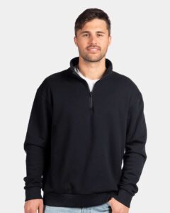 Next Level 9643 Unisex Fleece Quarter-Zip Pullover – Black (on model)
