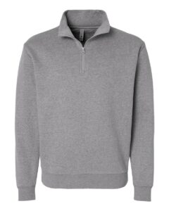 Next Level 9643 Unisex Fleece Quarter-Zip Pullover – Heather Grey