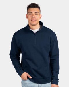 Next Level 9643 Unisex Fleece Quarter-Zip Pullover – Midnight Navy (on model)