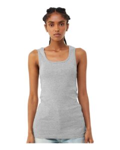 BELLA + CANVAS 1081 Women’s Micro Rib Tank – Athletic Heather (on model)