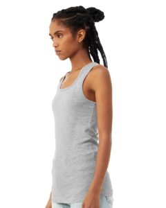 BELLA + CANVAS 1081 Women’s Micro Rib Tank – Athletic Heather (on model side)