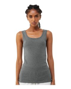 BELLA + CANVAS 1081 Women’s Micro Rib Tank – Deep Heather (on model)