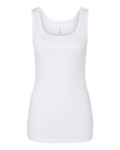 BELLA + CANVAS 1081 Women’s Micro Rib Tank – Solid White Blend