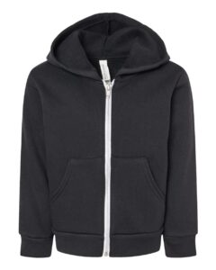 BELLA + CANVAS 3739T Toddler Sponge Fleece Full-Zip Hoodie Sweatshirt – Black