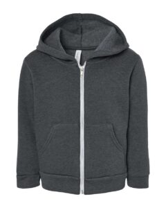 BELLA + CANVAS 3739T Toddler Sponge Fleece Full-Zip Hoodie Sweatshirt – Dark Grey Heather