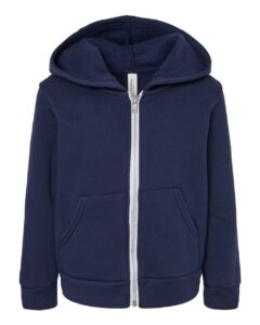BELLA + CANVAS 3739T Toddler Sponge Fleece Full-Zip Hoodie Sweatshirt – Navy