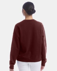 Champion SL650 Women’s Powerblend® Crewneck Sweatshirt – Maroon (on model back)