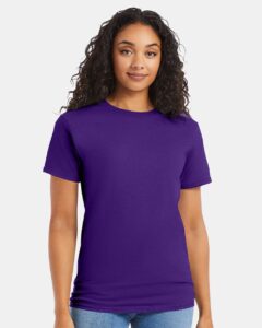 Hanes 5280 Unisex Essential-T T-Shirt – Athletic Purple (on model)