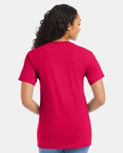 Hanes 5280 Unisex Essential-T T-Shirt – Athletic Crimson (on model back)