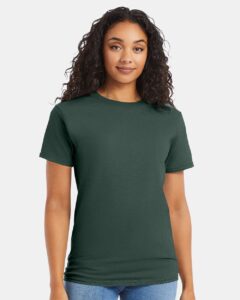 Hanes 5280 Unisex Essential-T T-Shirt – Athletic Dark Green (on model)