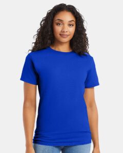 Hanes 5280 Unisex Essential-T T-Shirt – Athletic Royal (on model)