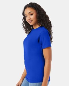 Hanes 5280 Unisex Essential-T T-Shirt – Athletic Royal (on model side)