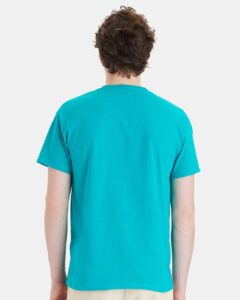 Hanes 5280 Unisex Essential-T T-Shirt – Athletic Teal (on model back)
