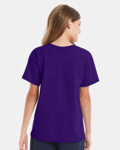 Hanes 5480 Youth Essential-T T-Shirt – Athletic Purple (on model back)