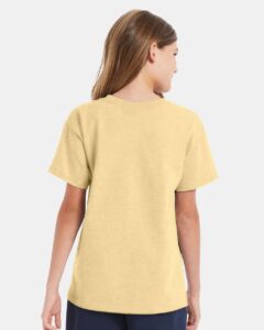 Hanes 5480 Youth Essential-T T-Shirt – Athletic Gold (on model back)