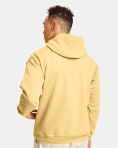 Hanes P170 Unisex EcoSmart® Hooded Sweatshirt – Athletic Gold (on model back)