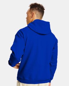 Hanes P170 Unisex EcoSmart® Hooded Sweatshirt – Athletic Royal (on model back)
