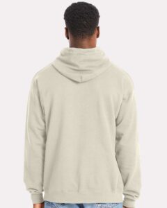 Hanes RS170 Unisex Perfect Sweats Hooded Sweatshirt – Sand (on model back)